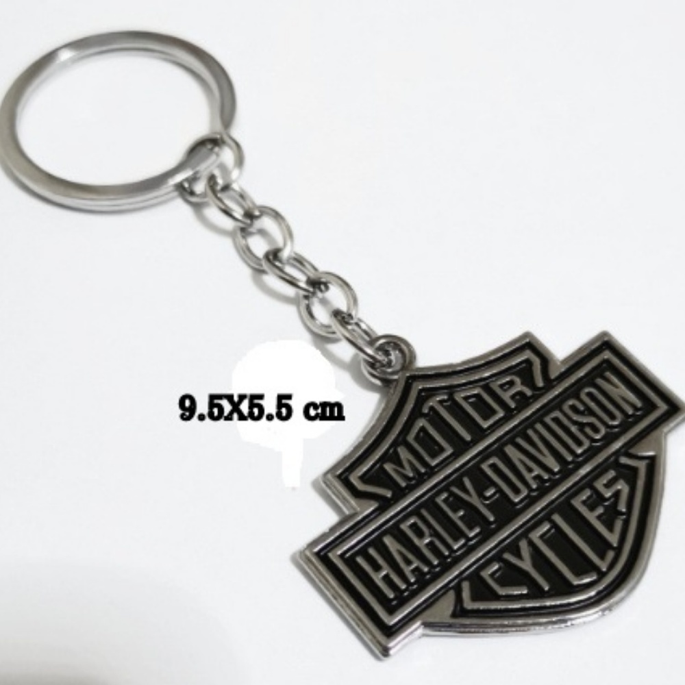 Harley-Davidson Silver Black Bar Shield DOUBLE-SIDED Key Chain - Picture 2 of 6